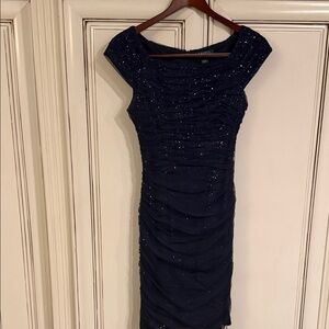 LAUREN Ralph Lauren Evening Sparkling Midnight Navy Sheath Cocktail Dress